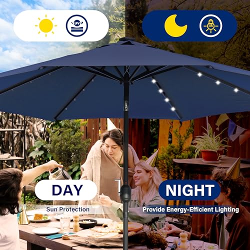 HealSmart 7.5ft Patio Umbrella with Push Button Tilt/Crank, Outdoor Table Market Yard Umbrella, 6 Sturdy Ribs for Garden, Deck, Backyard, Pool