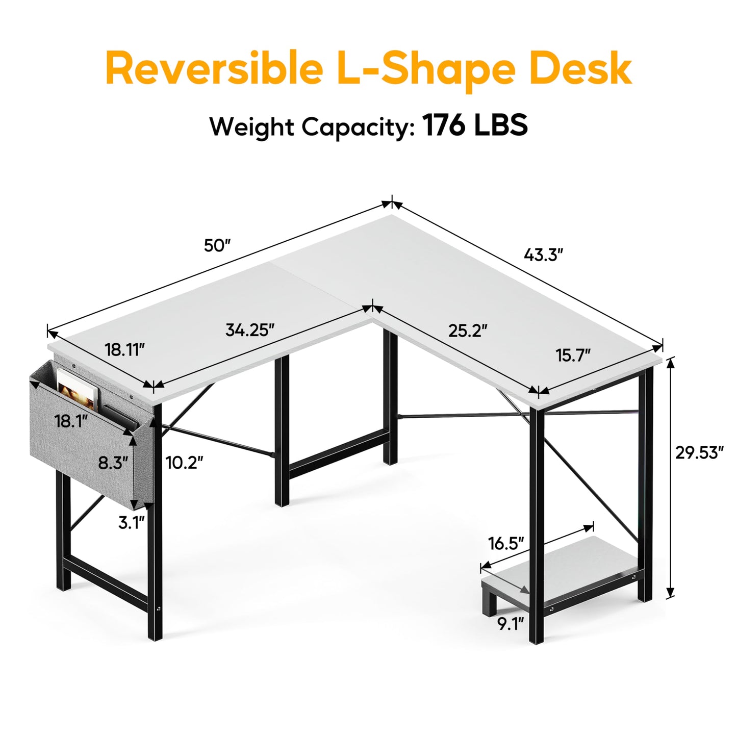HealSmart L Shape Office Desk