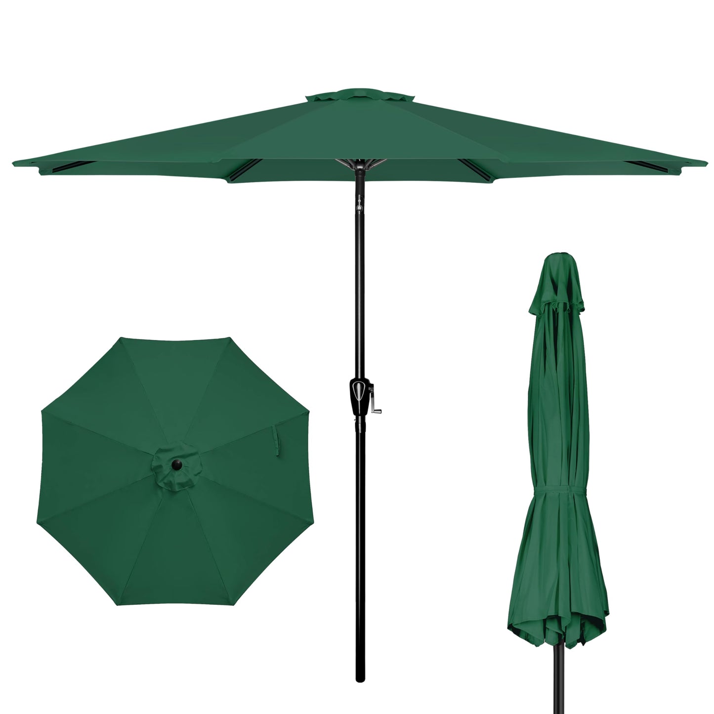 iPower 9ft Patio Umbrella Outdoor Table Umbrellas with 8 Sturdy Ribs, Push Button Tilt and Crank for Yard, Pool and Garden