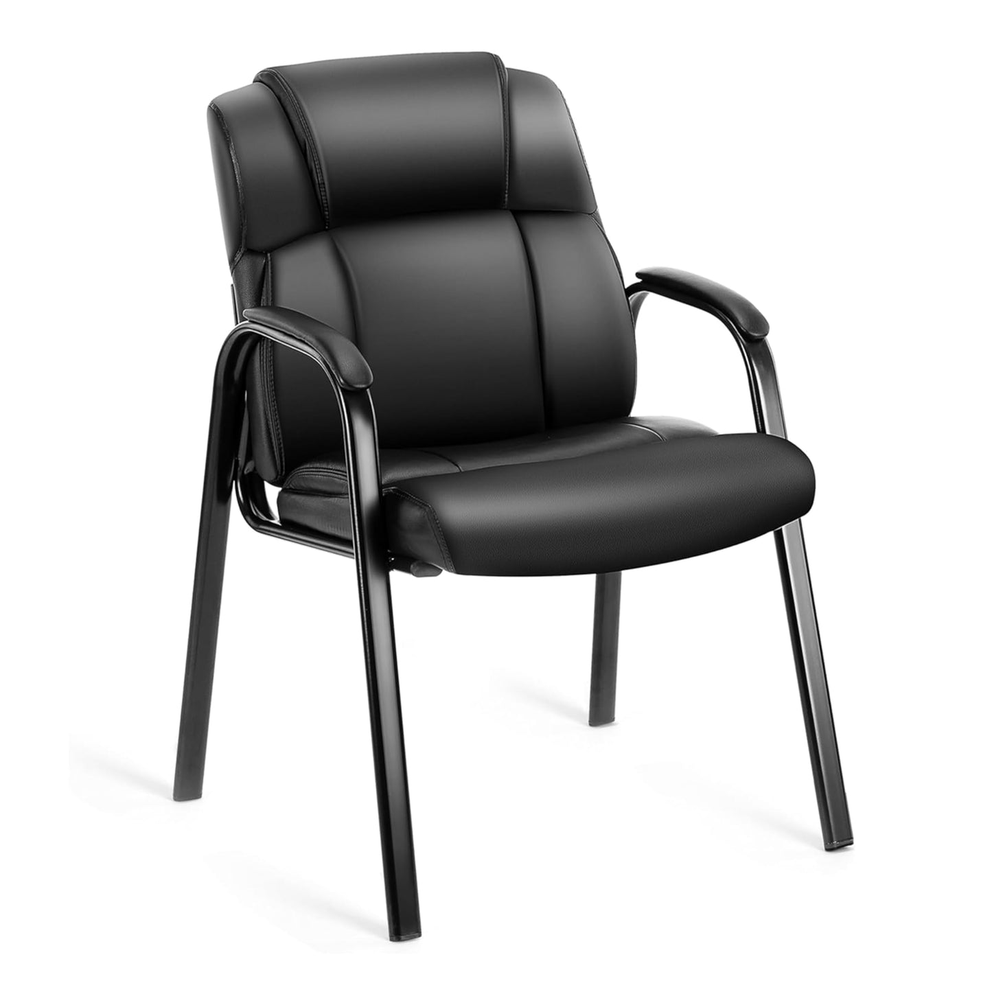 HealSmart Leather Guest Chair with Padded Arm Rest for Office Reception, Waiting Room, Meeting Conference, Lobby Home Desk Table Side Chairs for Elderly, Seniors