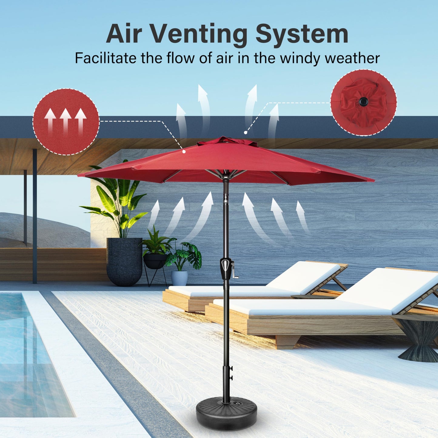 Simple Deluxe Patio Umbrella Outdoor Table Market Yard Umbrella with Push Button