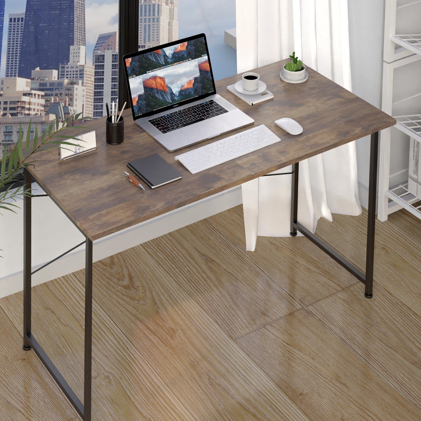 YSSOA Work Study Writing Student Kids Bedroom Wood Modern Simple Table with Headphone Hooks