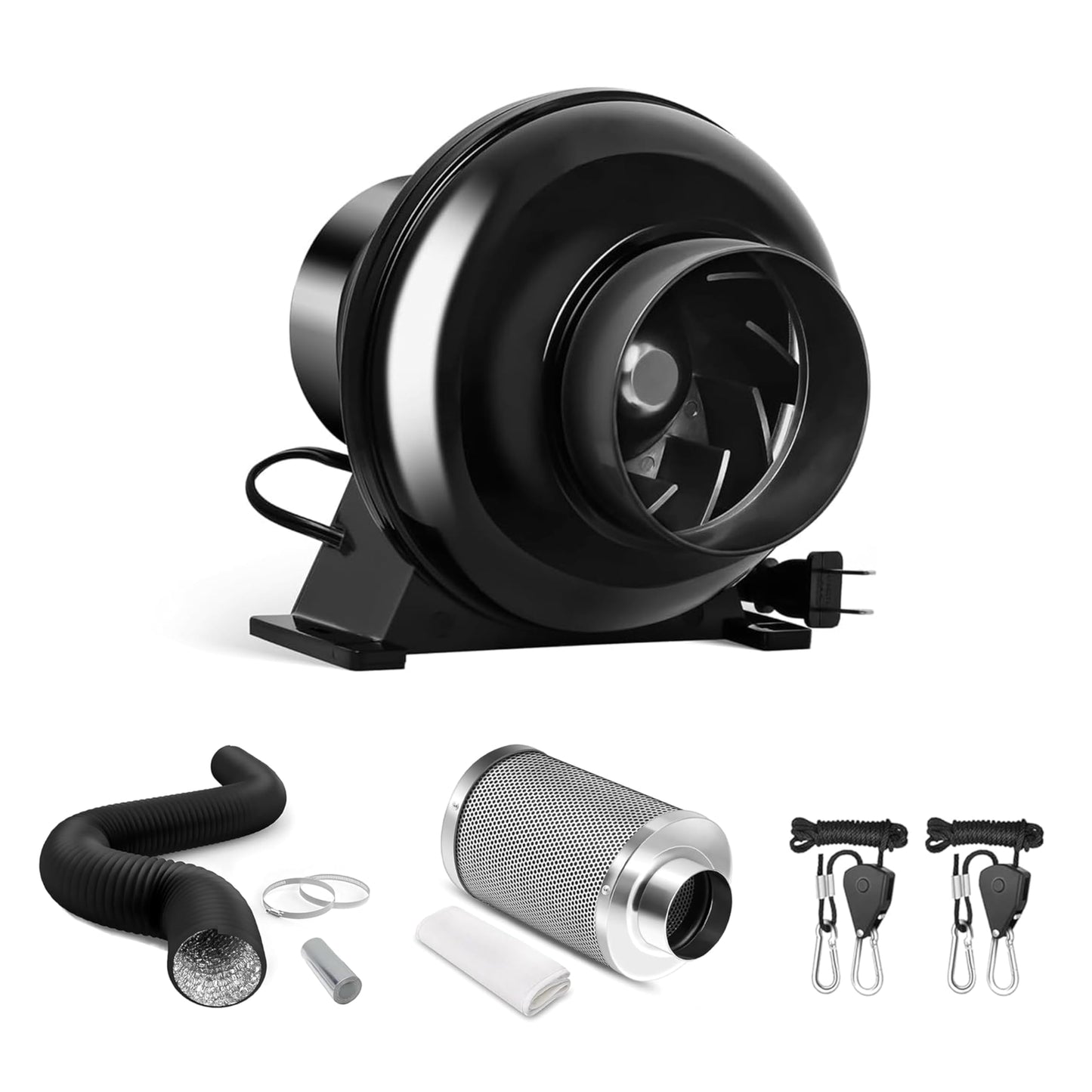 iPower 4 Inch 195 CFM Inline Duct Ventilation Fan Combo