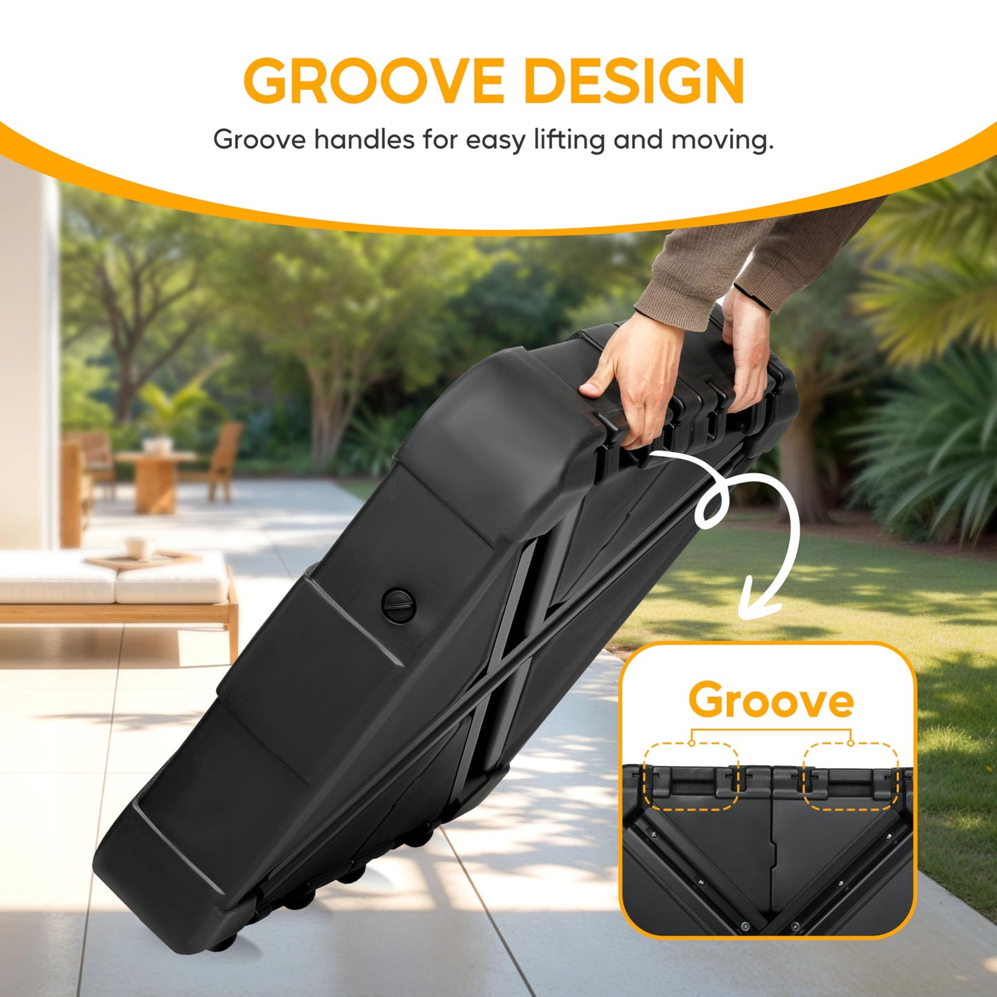 HealSmart 50Lbs Durable Fillable Outdoor Patio Umbrella Base Heavy Duty Stand for Lawn, Deck, Poolside, Black