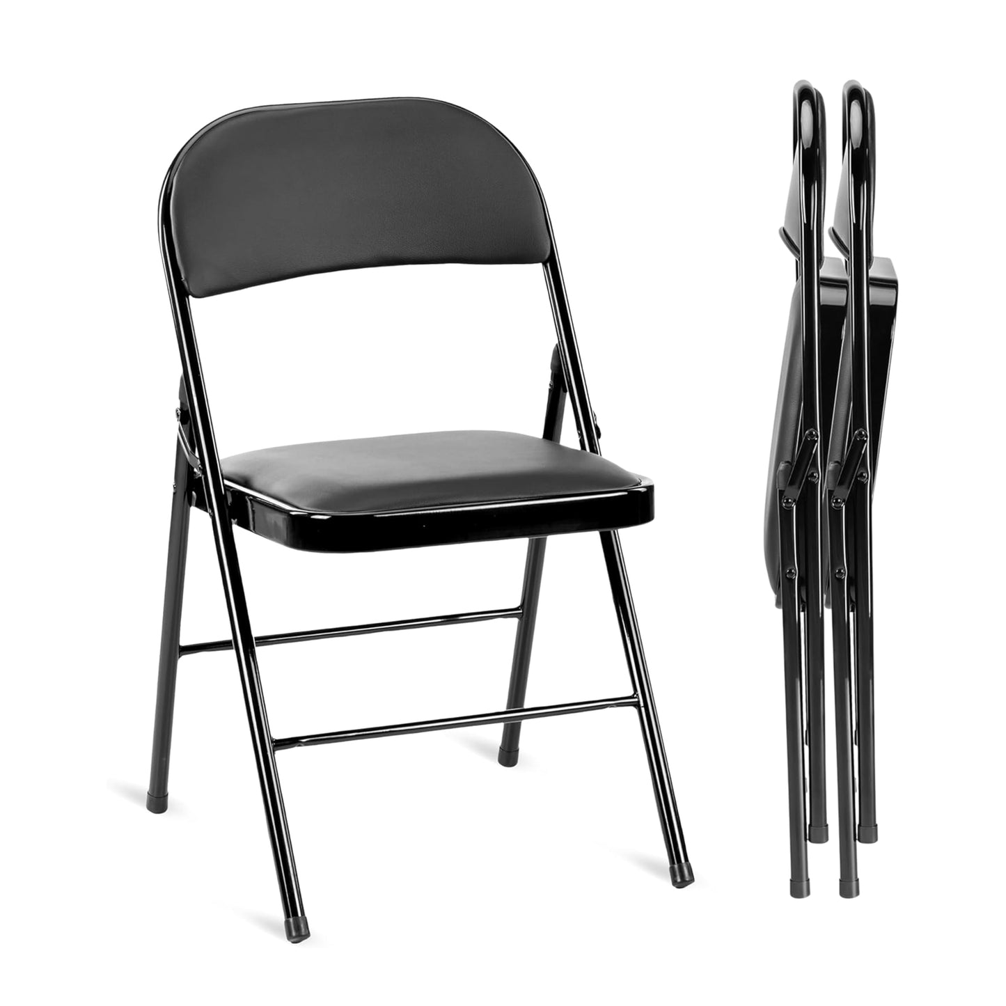 YSSOA 2 Pack Folding Chairs with Padded Vinyl Cushion Seats Commercial Event Seat