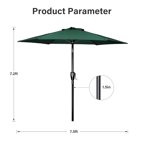 Simple Deluxe 9FT Outdoor Patio Umbrella Table Market Umbrella with Push Button Tilt and Crank, 8 Sturdy Ribs, UV Protection Waterproof for Garden, Lawn, Deck, Backyard, Pool