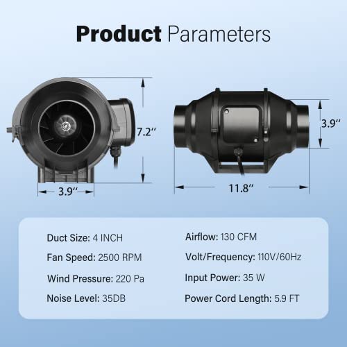 iPower Exhaust Inline Duct Fan Vent Booster Blower