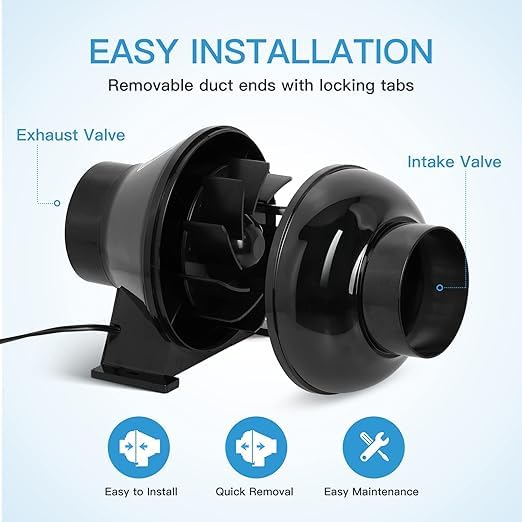 iPower Ventilation Inline Fan, 8 Feet Ducting, Variable Speed Controller, Temperature Humidity App Control via WiFi, Carbon Filter, HVAC for Grow Tent Ventilation