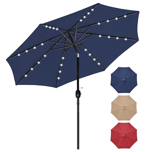 YSSOA 9ft/10ft Outdoor Market Patio Umbrella with 8 Sturdy Ribs, Tilt/Crank Push Button for Garden, Deck, Backyard and Pool