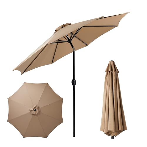 InfiniPower Outdoor Patio Umbrella Table Umbrellas with Push Button Tilt/Crank, UV Protection Waterproof for Garden Deck Backyard Pool,