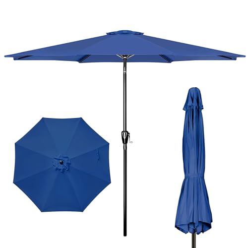 iPower 9ft Patio Umbrella Outdoor Table Umbrellas with 8 Sturdy Ribs, Push Button Tilt and Crank for Yard, Pool and Garden