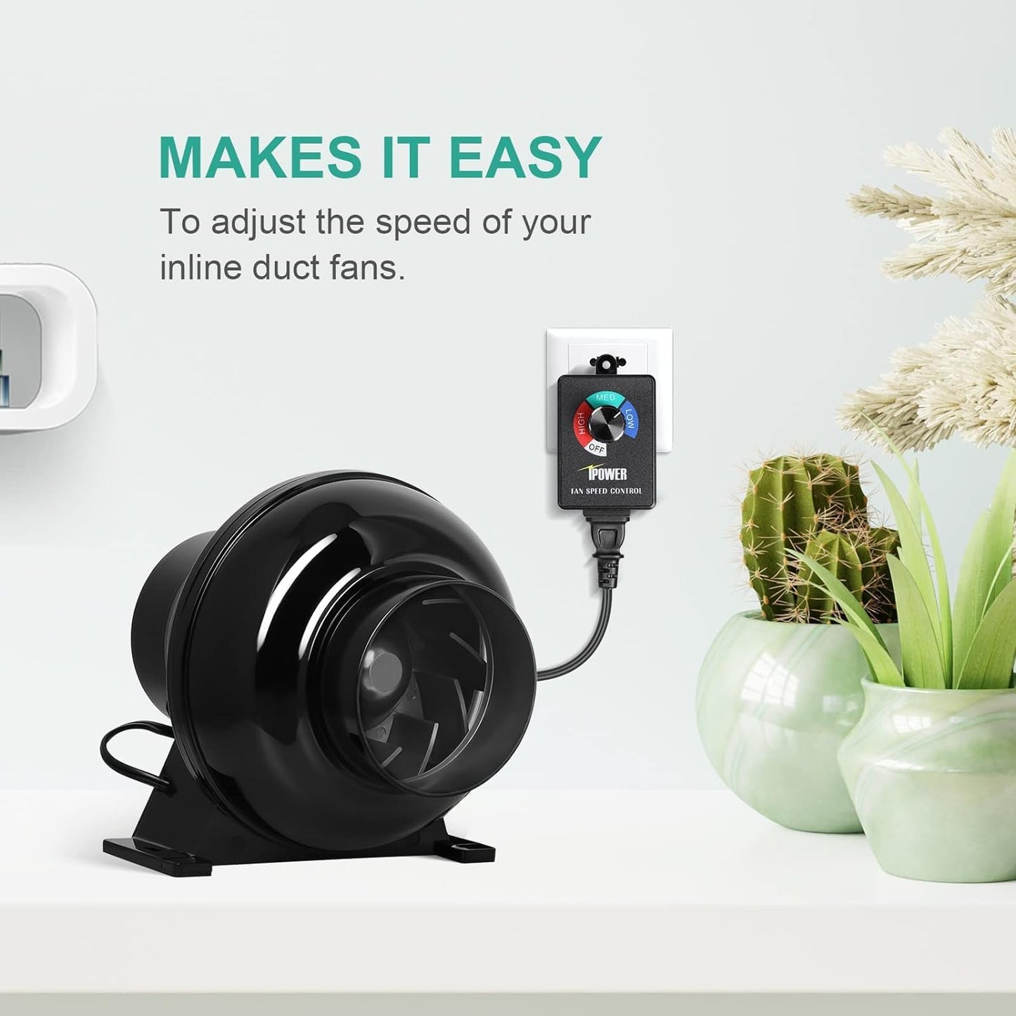 HealSmart 4 Inch 195 CFM Inline Duct Fan Vent Booster Blower Combo