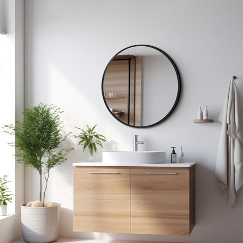 YSSOA Black 20 Inch Round Mirror