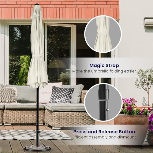 iPower 9ft Patio Umbrella Outdoor Table Umbrellas with 8 Sturdy Ribs, Push Button Tilt and Crank for Yard, Pool and Garden