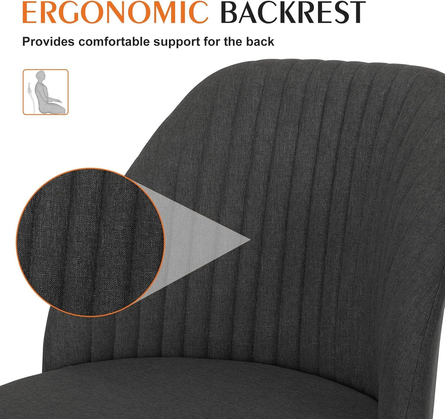 Simple Deluxe Armless Office Desk Chair, Modern Cute Swivel Vanity Chair Comfy Home Office Chairs with Wheels Height Adjustable Rolling Computer Task Stools for Living Room, Make-up, Bedroom