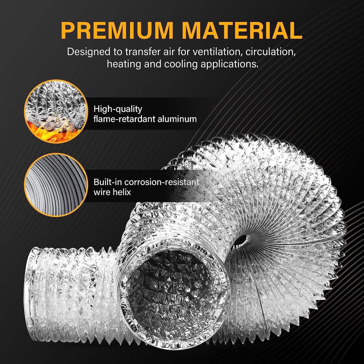 YSSOA 4 Inch Inline Ventilation Fan and Flexible Ducting Dryer Vent Hose for Heating, Cooling, Hydroponics, Grow Tent