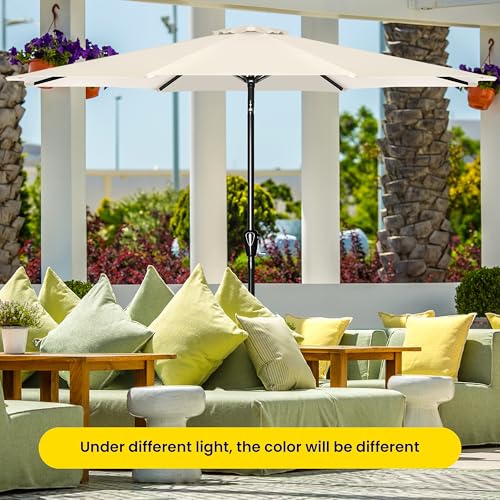 iPower 9ft Patio Umbrella Outdoor Table Umbrellas with 8 Sturdy Ribs, Push Button Tilt and Crank for Yard, Pool and Garden