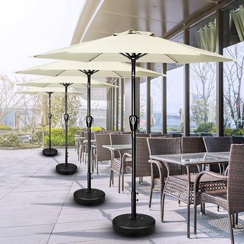 Simple Deluxe 9FT Outdoor Patio Umbrella Table Market Umbrella with Push Button Tilt and Crank, 8 Sturdy Ribs, UV Protection Waterproof for Garden, Lawn, Deck, Backyard, Pool