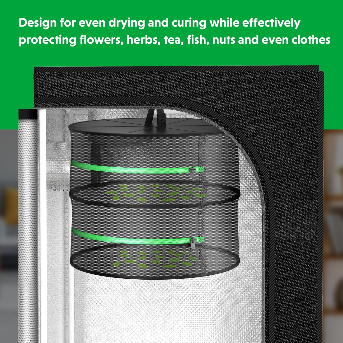 YSSOA Herb Drying Rack Zippered Hanging Dryer with Garden Pruning Shear and Hook for Hydroponics Herb, Plant, Seed, Bud