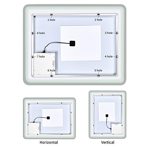 YSSOA LED Bathroom Mirror, 36 x 28 Inch Large Wall Anti-Fog Dimmable LED Bathroom Vanity Mirror, Adjustable Light & Touch Switch (Horizontal/Vertical)
