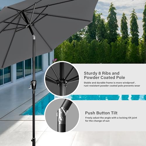Simple Deluxe Patio Umbrella Outdoor, UV Protection Sunshade with Push Button Tilt/Crank and 8 Sturdy Ribs, for Table Garden Lawn Beach Pool