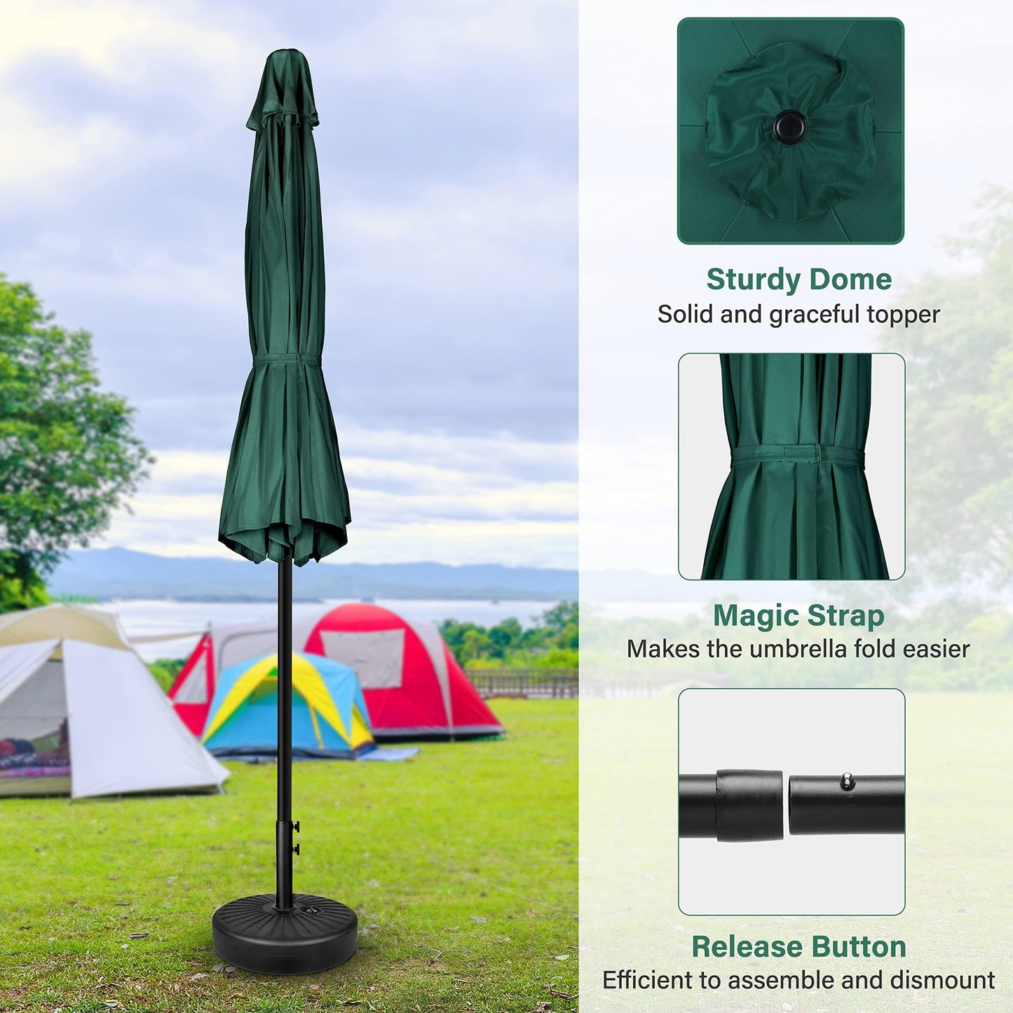 Simple Deluxe 9FT Outdoor Patio Umbrella Table Market Umbrella with Push Button Tilt and Crank, 8 Sturdy Ribs, UV Protection Waterproof for Garden, Lawn, Deck, Backyard, Pool