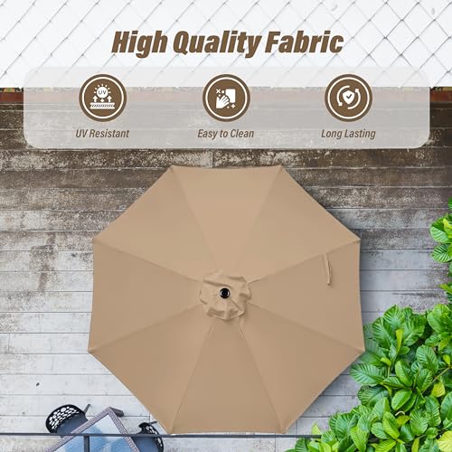 Simple Deluxe 9FT Outdoor Patio Umbrella Table Market Umbrella with Push Button Tilt and Crank, 8 Sturdy Ribs, UV Protection Waterproof for Garden, Lawn, Deck, Backyard, Pool