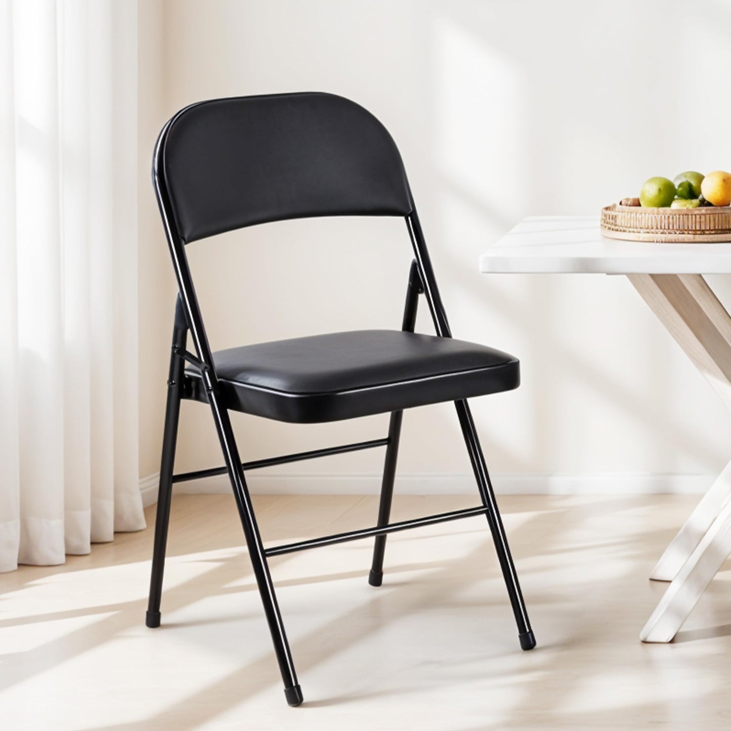 YSSOA 2 Pack Folding Chairs with Padded Vinyl Cushion Seats Commercial Event Seat