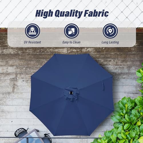Simple Deluxe 9FT Outdoor Patio Umbrella Table Market Umbrella with Push Button Tilt and Crank, 8 Sturdy Ribs, UV Protection Waterproof for Garden, Lawn, Deck, Backyard, Pool