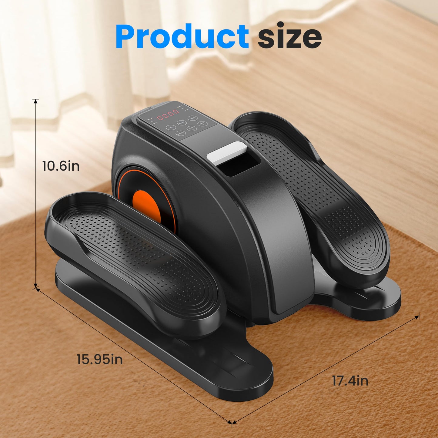 Under Desk Elliptical Machine with Remote Control, Electric Ellipse Leg Exerciser for Seniors Adults Home, 12 Adjustable Speeds, Quiet Portable Seated Pedal Exerciser, LED Monitor, Fully Assembled