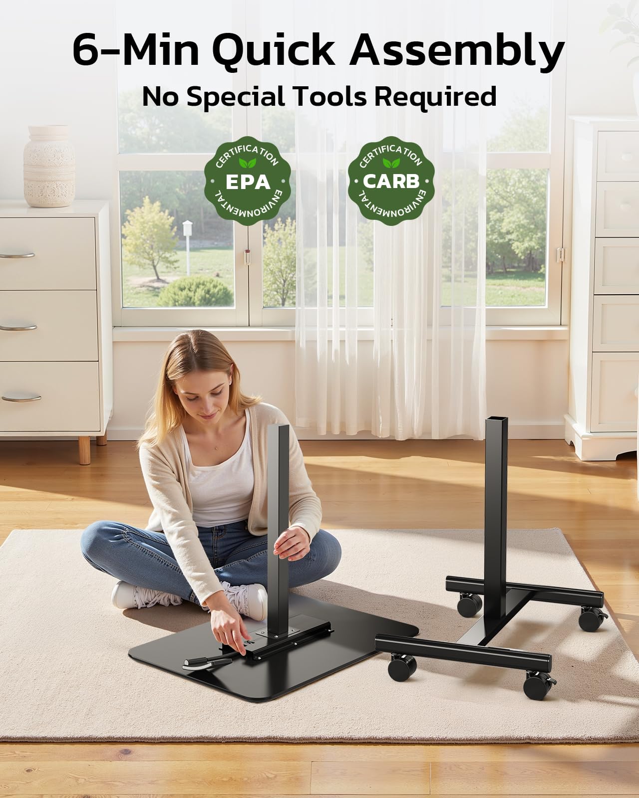 InfiniPower Mobile Small Standing Desk - Rolling Desk with Adjustable Height and Lockable Wheels, Sit-Stand Laptop Table, Portable Computer Workstation
