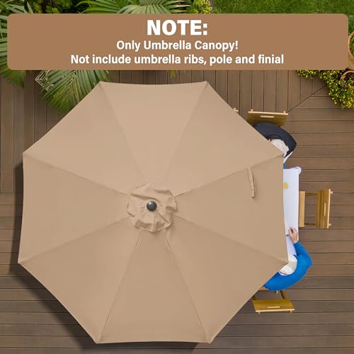 HealSmart 9' Patio Umbrella Replacement Canopy Cover with 8 Ribs, Outdoor Table Market Yard Umbrellas