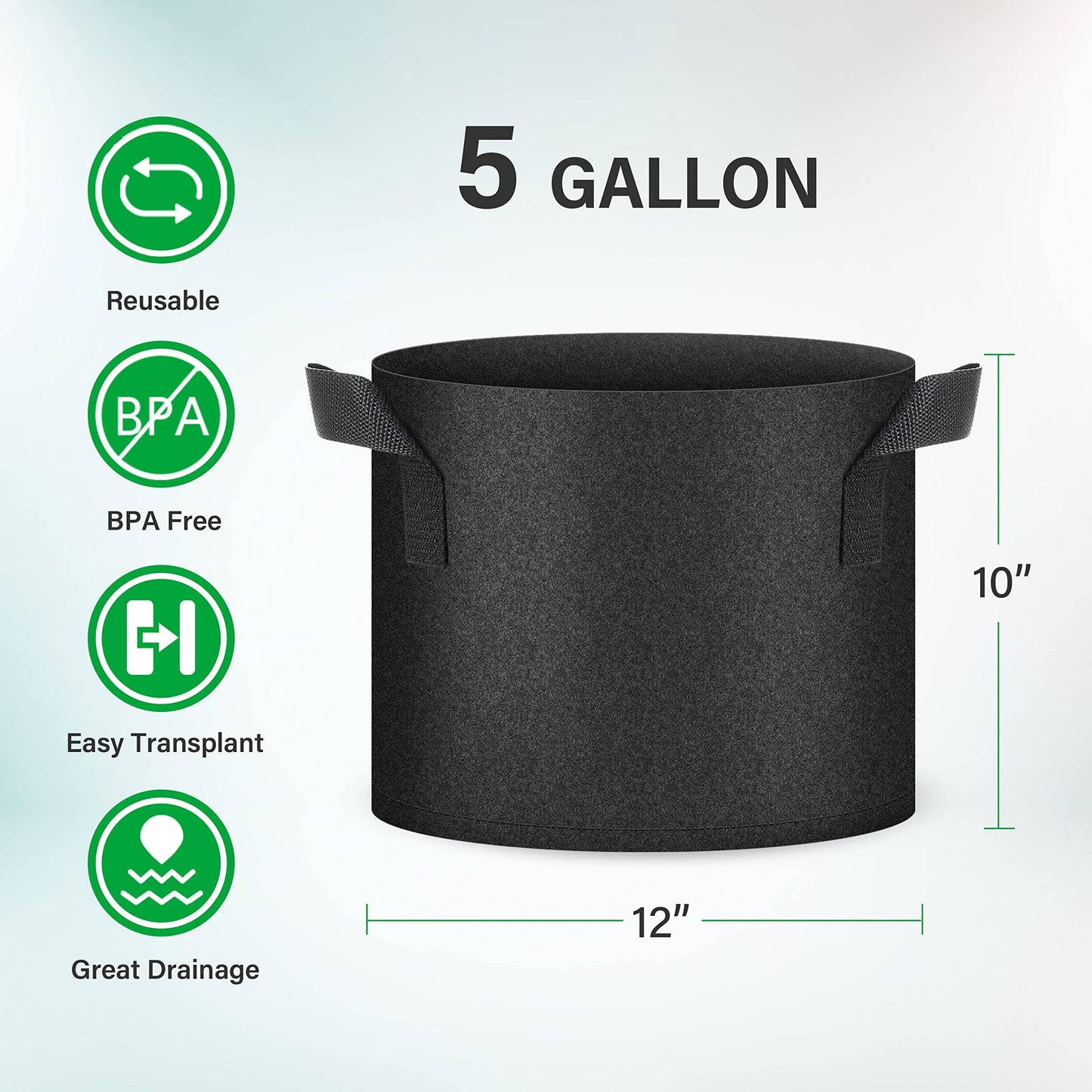 YSSOA Nonwoven Fabric Plant Pots with Handles,
