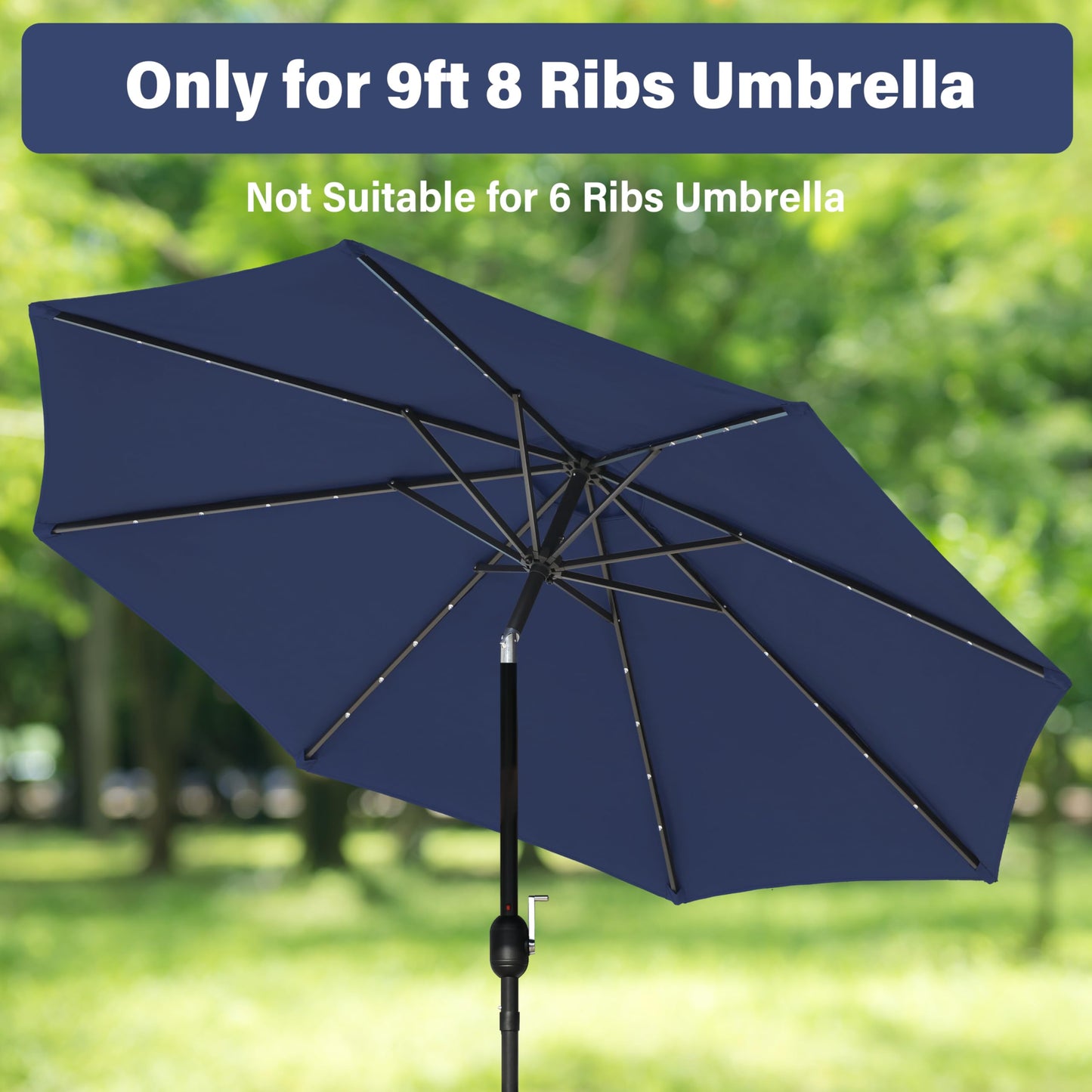 HealSmart 9' Patio Umbrella Replacement Canopy Cover with 8 Ribs, Outdoor Table Market Yard Umbrellas