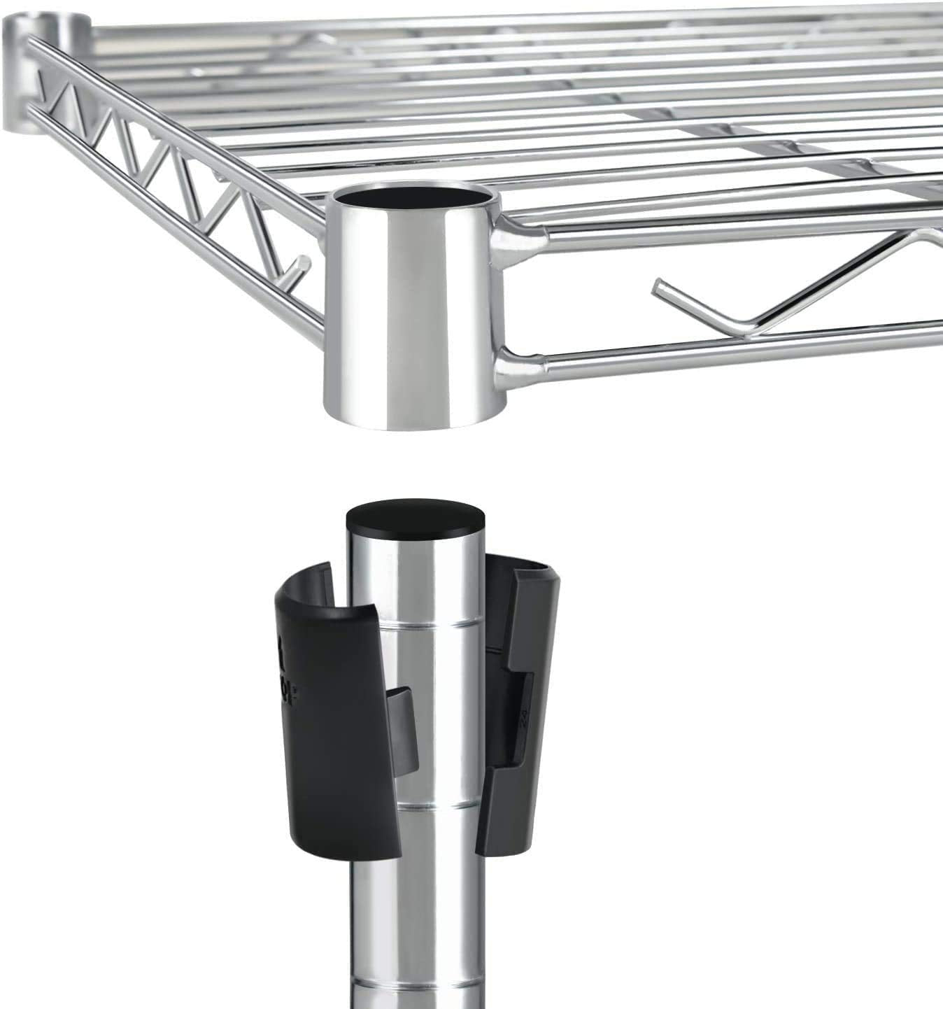 YSSOA Heavy Duty 5-Shelf Storage Shelves, 1750Lb Loading Capacity, 35.43" W x 17.72" D x 70.87" H Adjustable Shelving Unit with Wheels, Chrome, 2 Pack