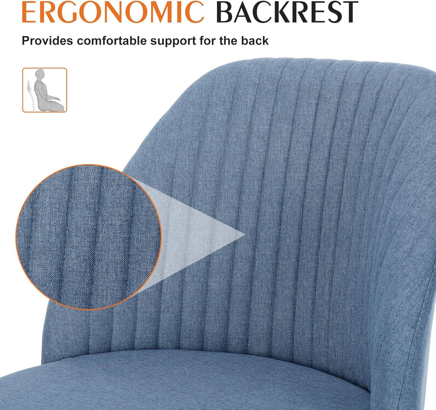 Simple Deluxe Armless Office Desk Chair, Modern Cute Swivel Vanity Chair Comfy Home Office Chairs with Wheels Height Adjustable Rolling Computer Task Stools for Living Room, Make-up, Bedroom