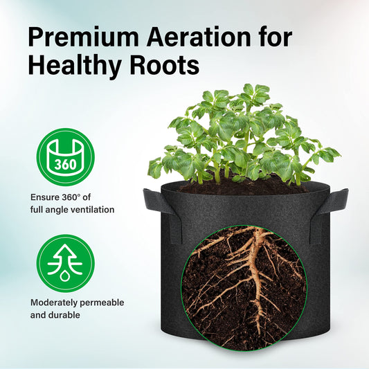 YSSOA Nonwoven Fabric Plant Pots with Handles,