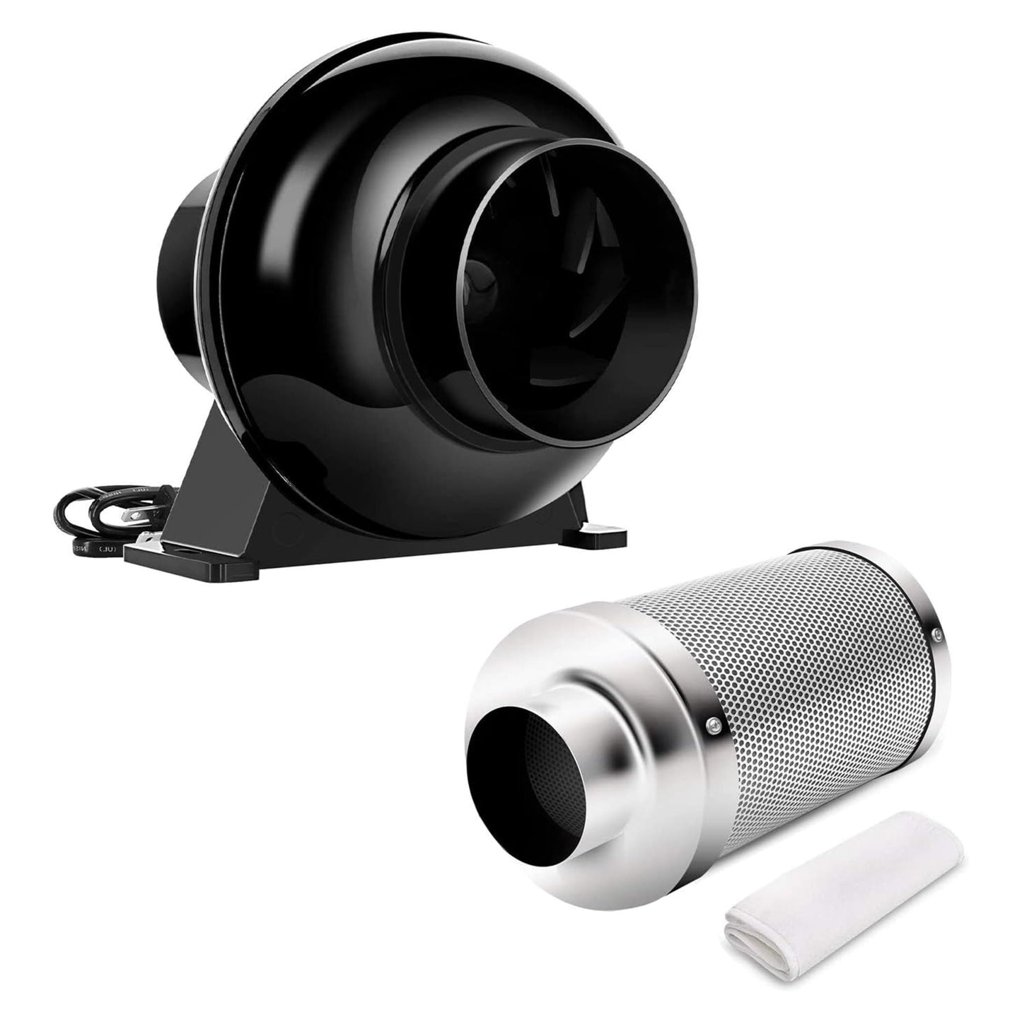 iPower 4 Inch 195 CFM Inline Duct Ventilation Fan Combo