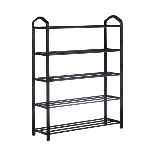 YSSOA 4-Tier Stackable Shoe Rack, 12-Pairs Sturdy Shoe Shelf Storage , Black Shoe Tower for Bedroom, Entryway, Hallway, and Close