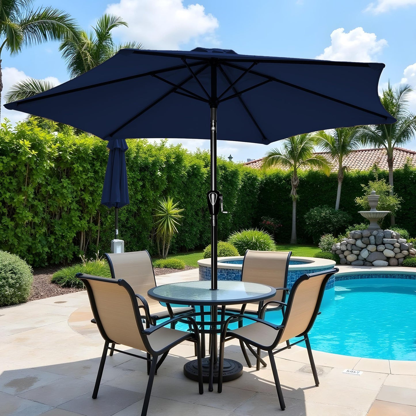 InfiniPower Outdoor Patio Umbrella Table Umbrellas with Push Button Tilt/Crank, UV Protection Waterproof for Garden Deck Backyard Pool,