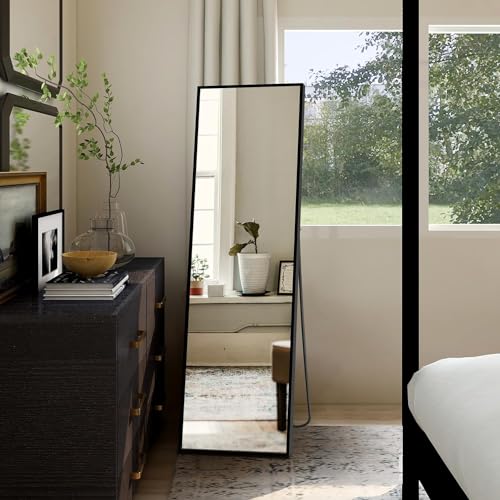 YSSOA Full Length Mirror, Floor Mirror with Stand,Wall-Mounted Dressing Mirror, Bedroom Mirror