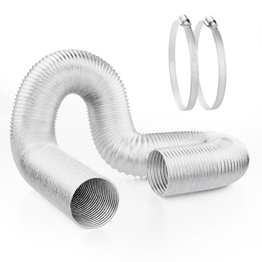 Simple Deluxe Non-Insulated Flexible Air Foil Ducting, Includes 2 Clamps for Dryer Exhaust Hoses, Heating, Cooling, Ventilation, Exhaust