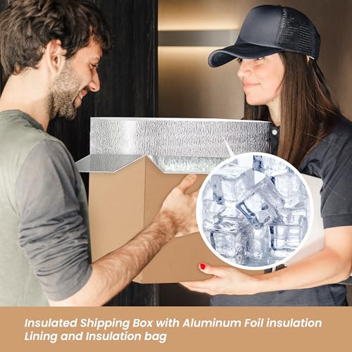 YSSOA Insulated Shipping Boxes with Aluminum Foil Liner,Thermal Insulation Cold Pack Shipping Boxes for Frozen Food, Reusable Styrofoam Cooler Box, Small Mailing Box