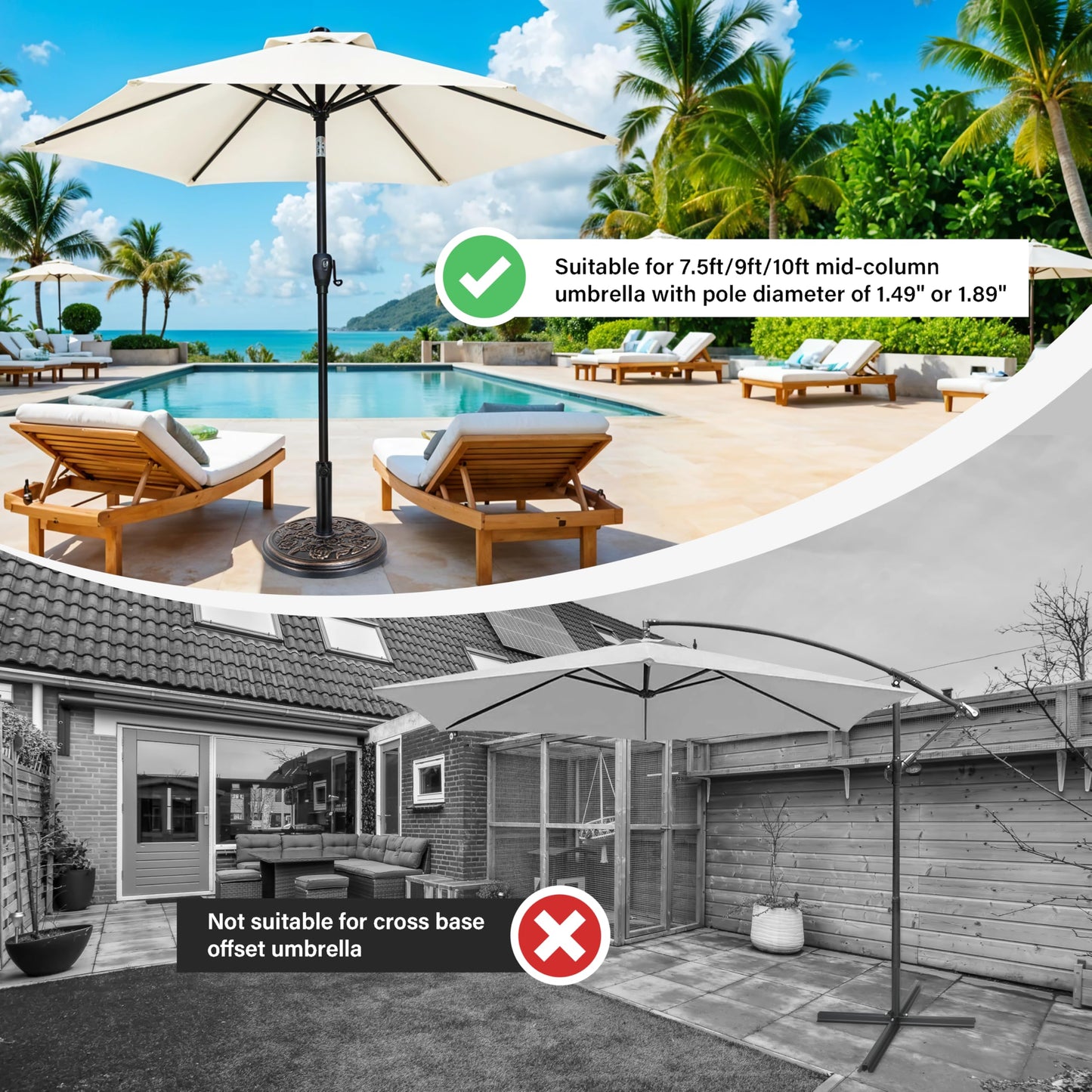 Simple Deluxe LBS Patio Umbrella Base Heavy Duty Market Umbrellas Round Stand for Outdoor