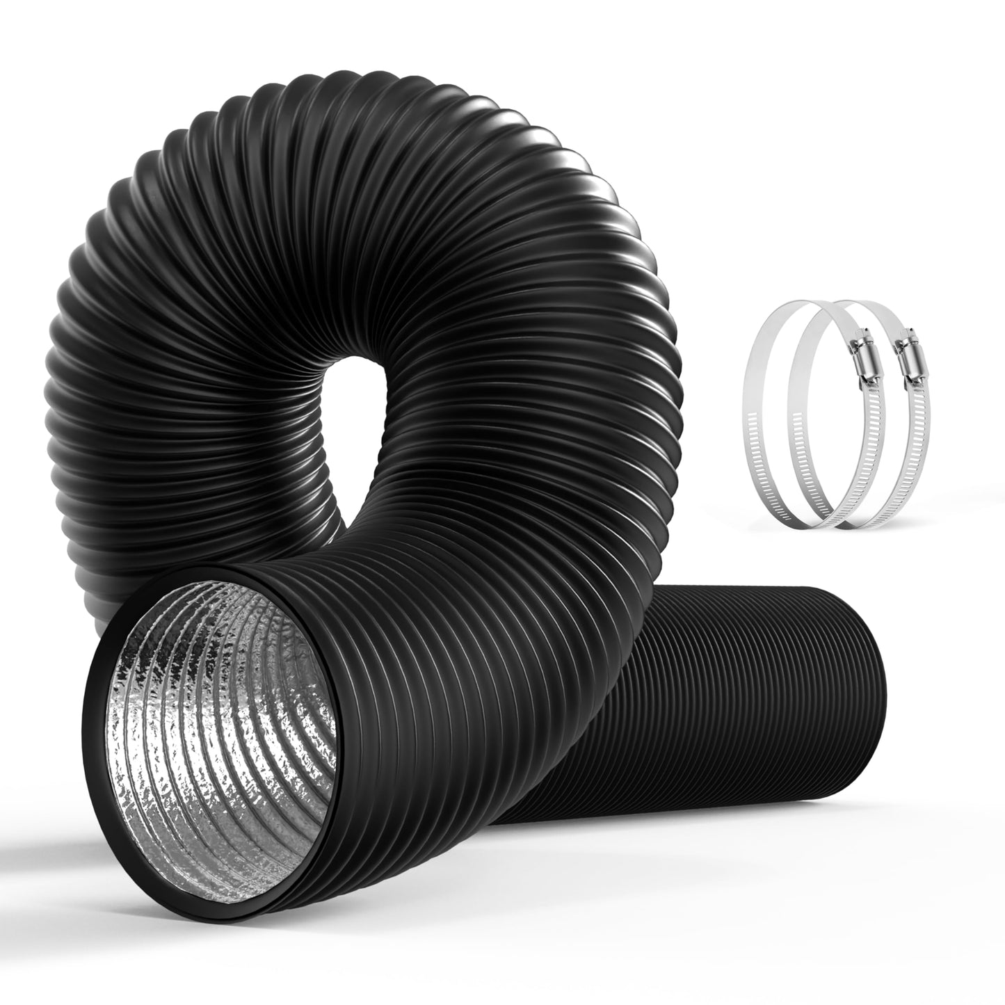 HealSmart Exhaust Inline Duct Fan Vent Booster Blower and Non-Insulated Flex Air Aluminum Foil Ducting for Indoor Grow Tent Hydroponics Ventilation