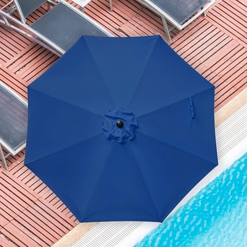 iPower 9ft Patio Umbrella Outdoor Table Umbrellas with 8 Sturdy Ribs, Push Button Tilt and Crank for Yard, Pool and Garden