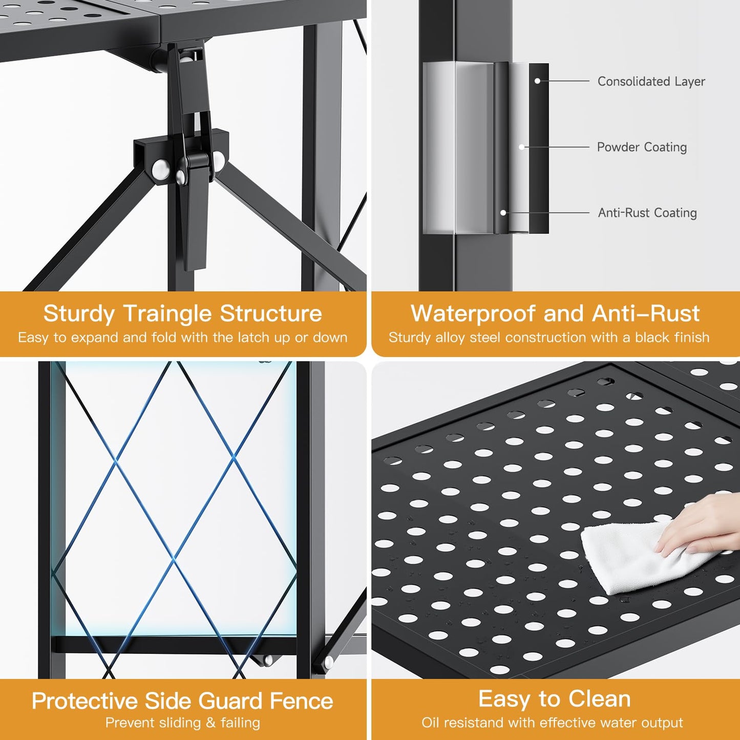 Simple Deluxe 3-Tier Folding Storage Shelves,