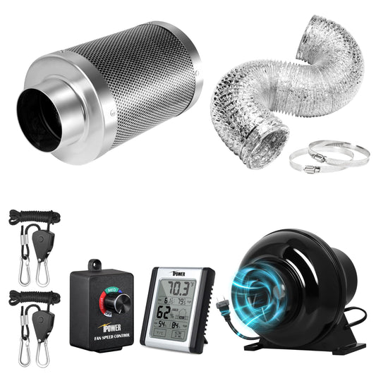 HealSmart 4 Inch 195 CFM Inline Duct Fan Vent Booster Blower Combo