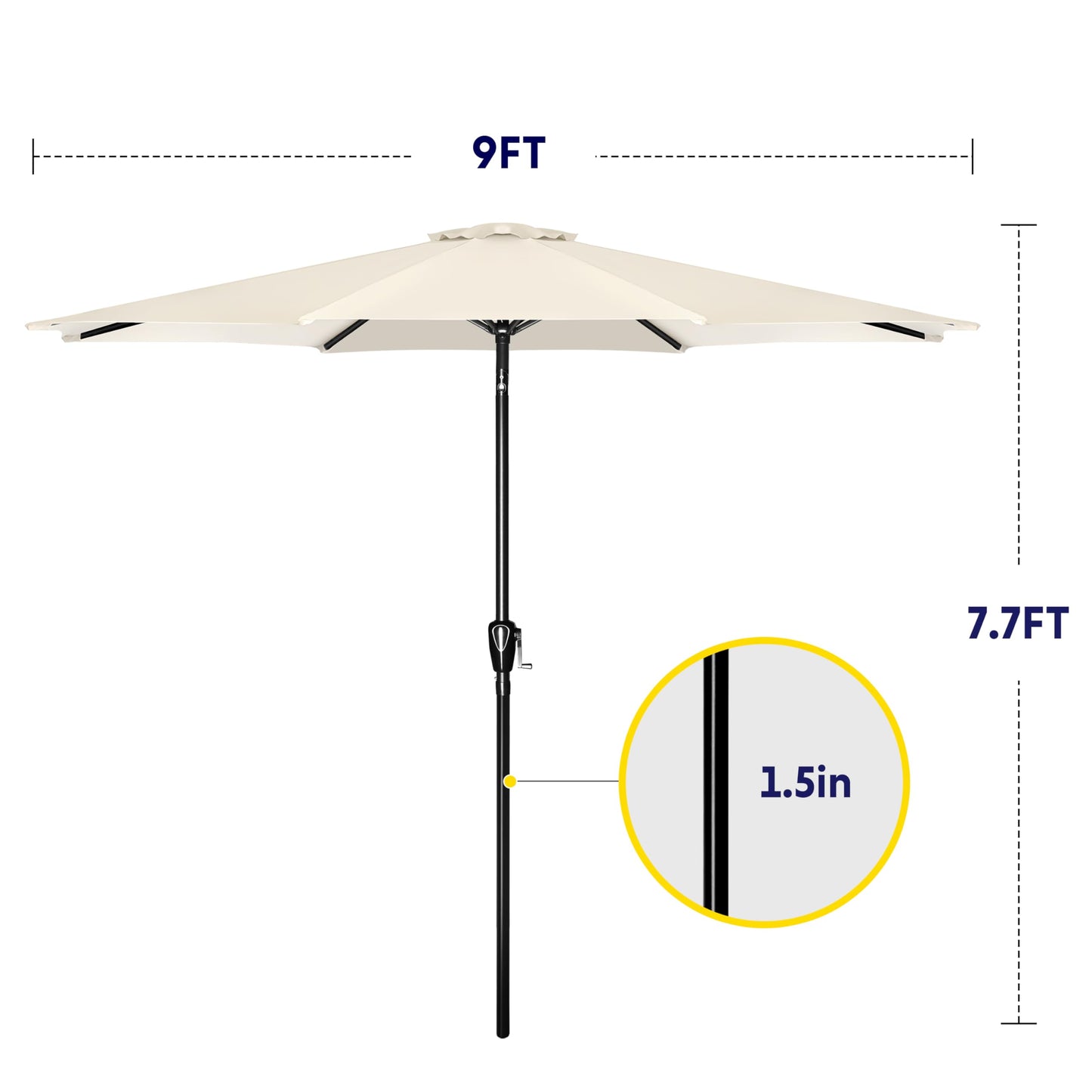iPower 9ft Patio Umbrella Outdoor Table Umbrellas with 8 Sturdy Ribs, Push Button Tilt and Crank for Yard, Pool and Garden