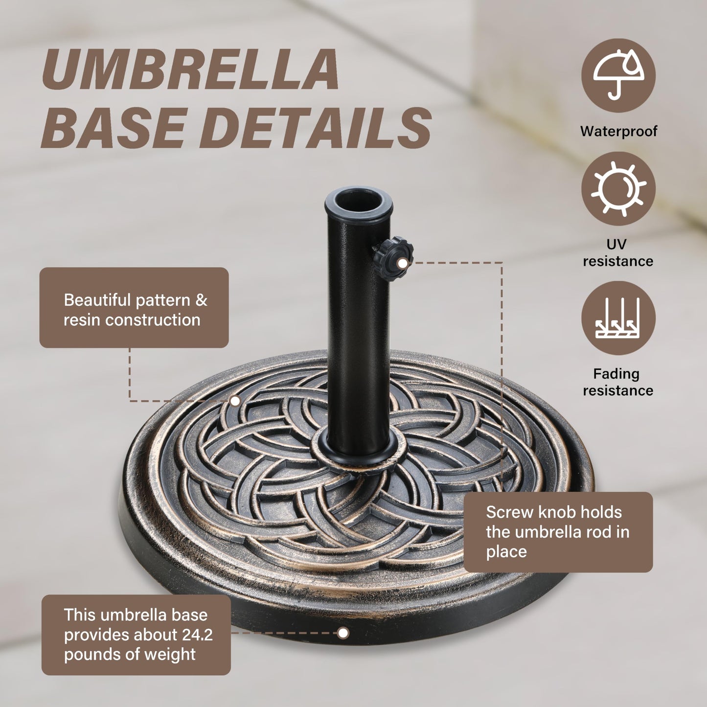 HealSmart 24.2 lbs Heavy Duty Umbrella Base